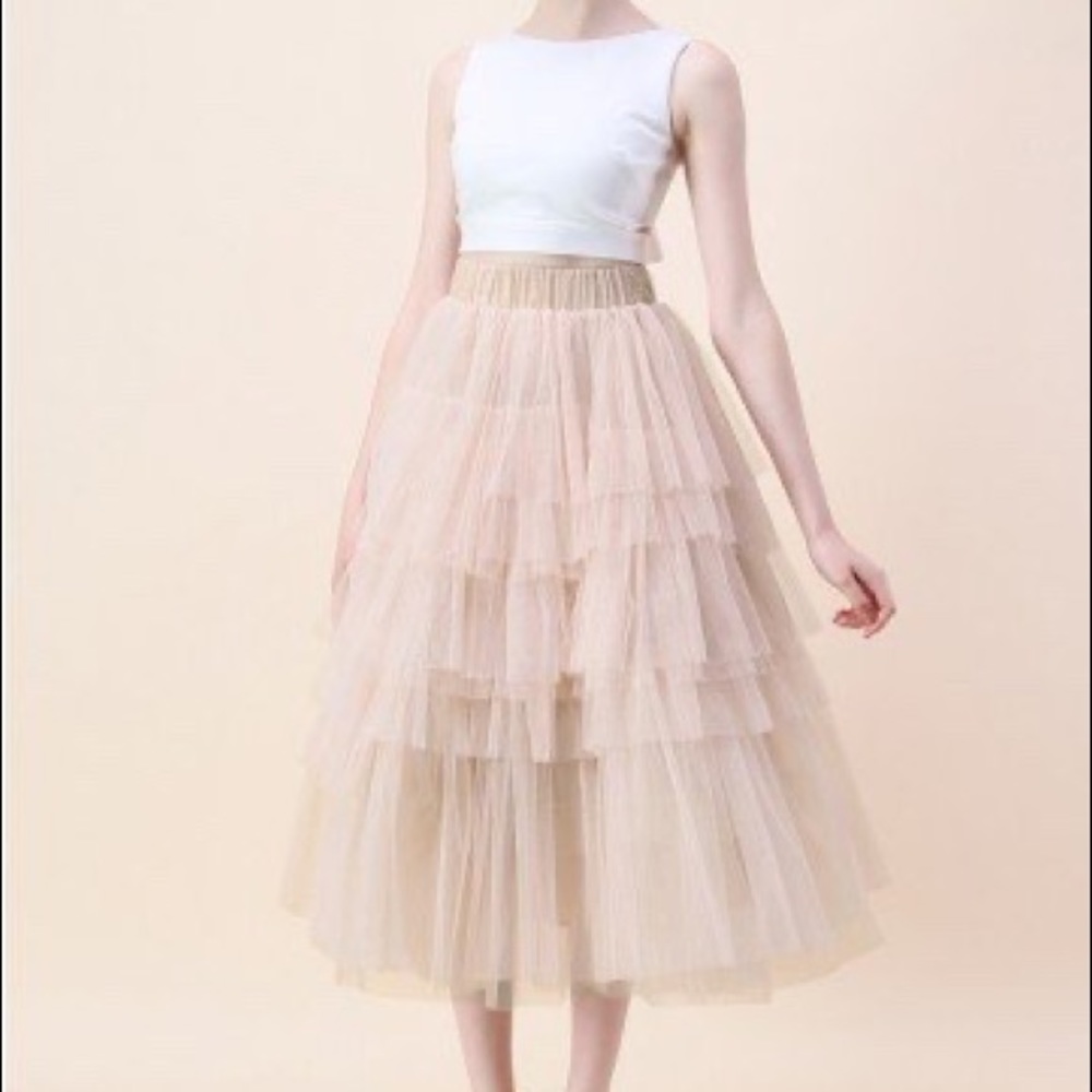 Chicwish Love Me More Layered Tulle Skirt Pink